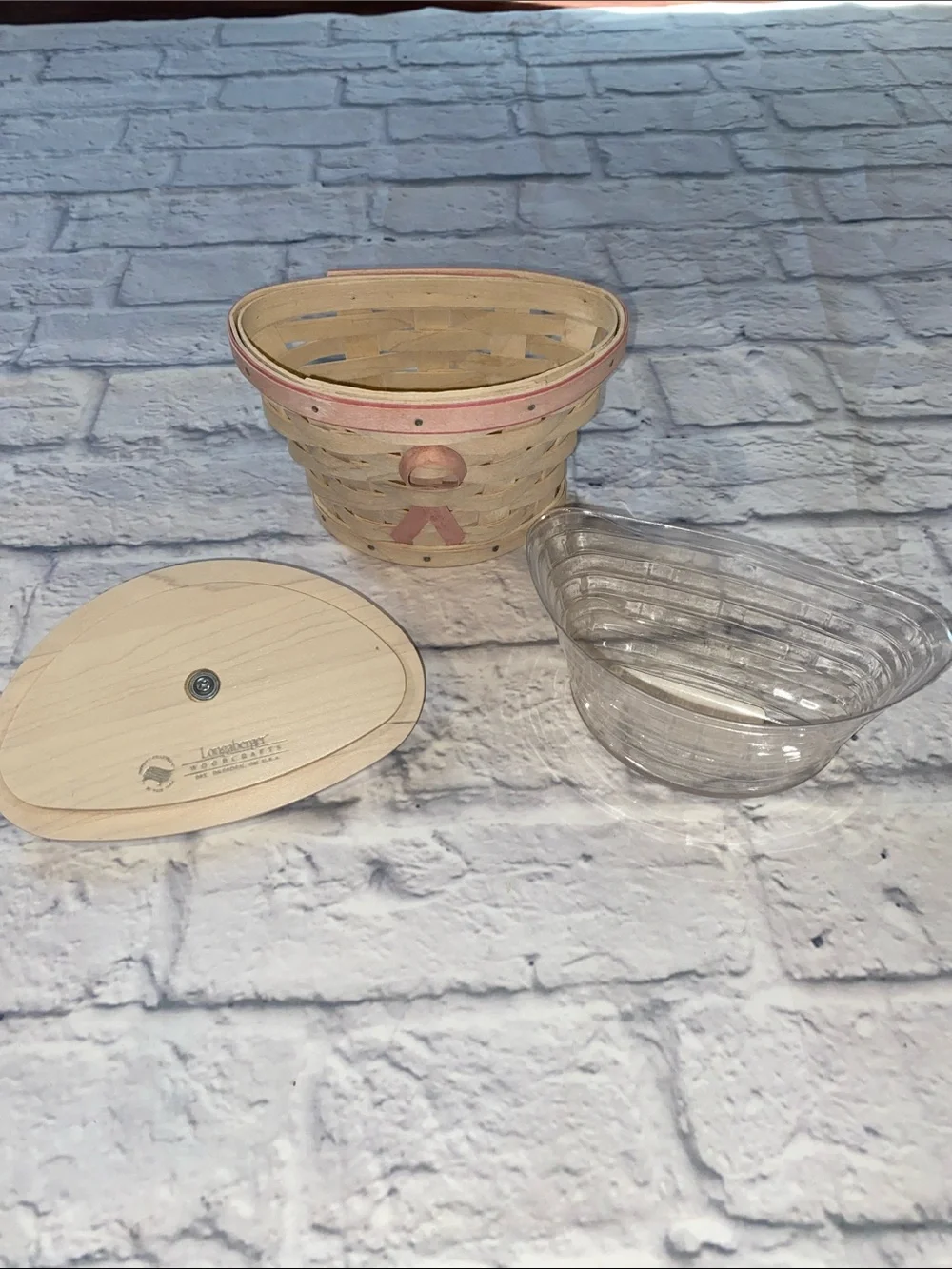 Longaberger 2007 Horizon of Hope Basket, Wooden Lid, & Plastic Protector